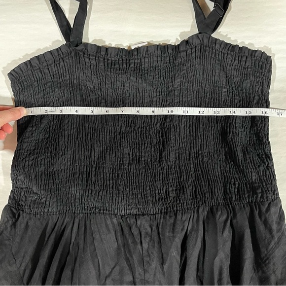 Soft Surroundings Black 100% Cotton Maxi Floral Dress Handkerchief Hem - Picture 7 of 10